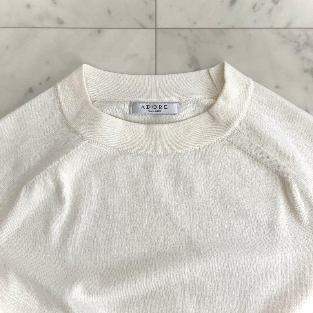 アドーア 春ニット セーター コットン カシミヤ リボン アイボリー 38