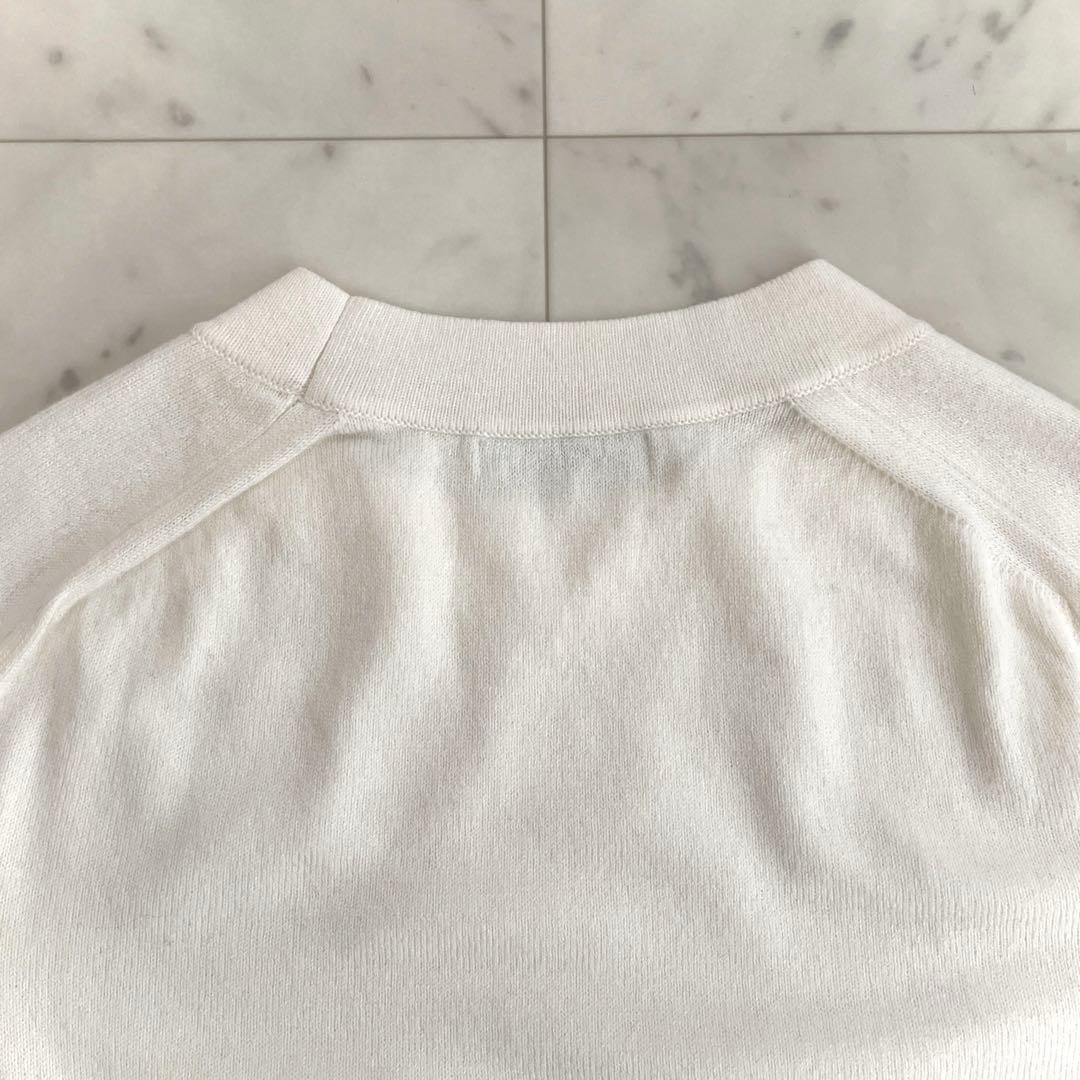 アドーア 春ニット セーター コットン カシミヤ リボン アイボリー 38