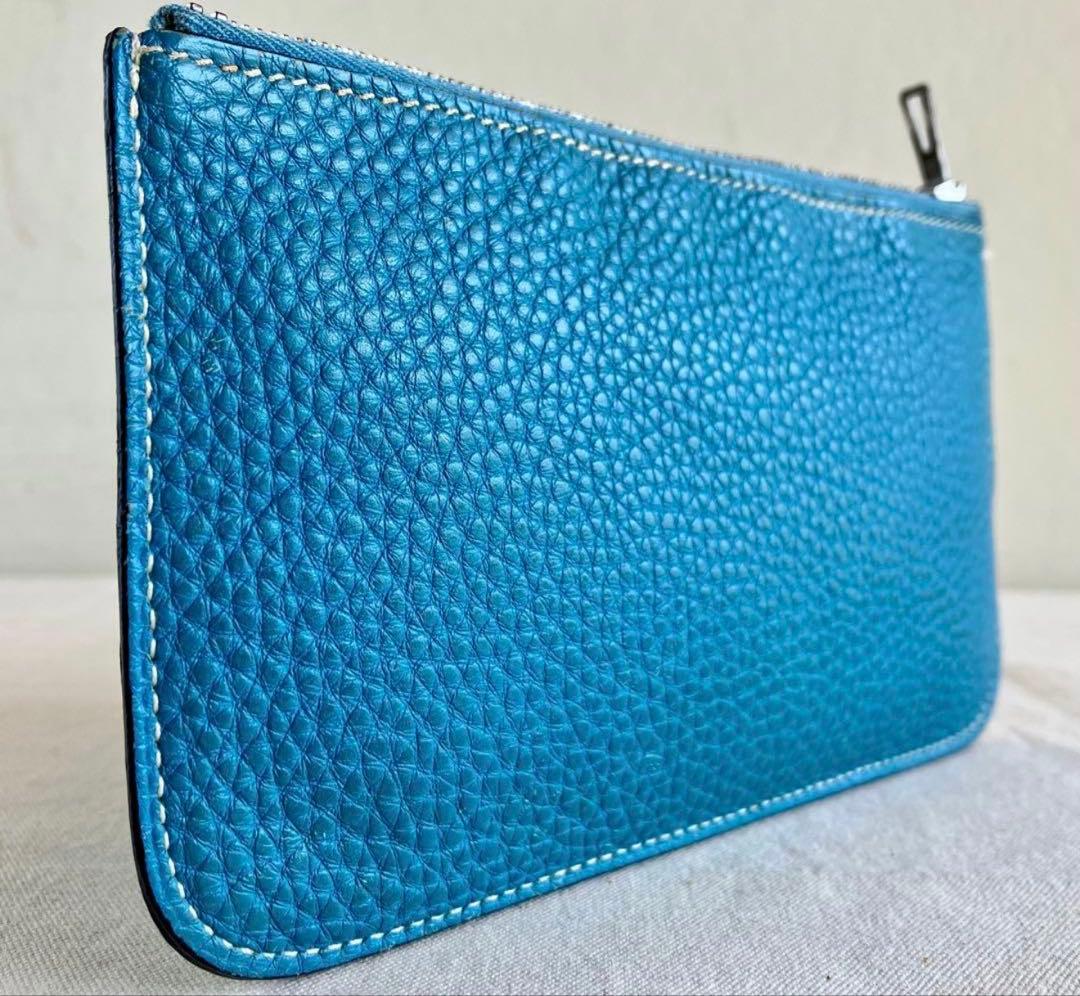小物 Vintage Hermes Dogon Coin Purse Sky Blue