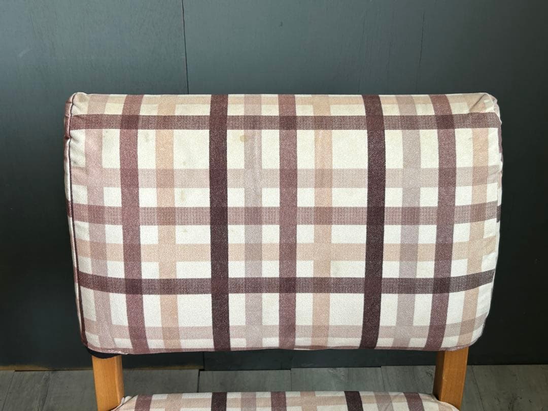 北欧風　シンプル　チェック柄　ダイニングチェア　椅子　2脚セット　NZ