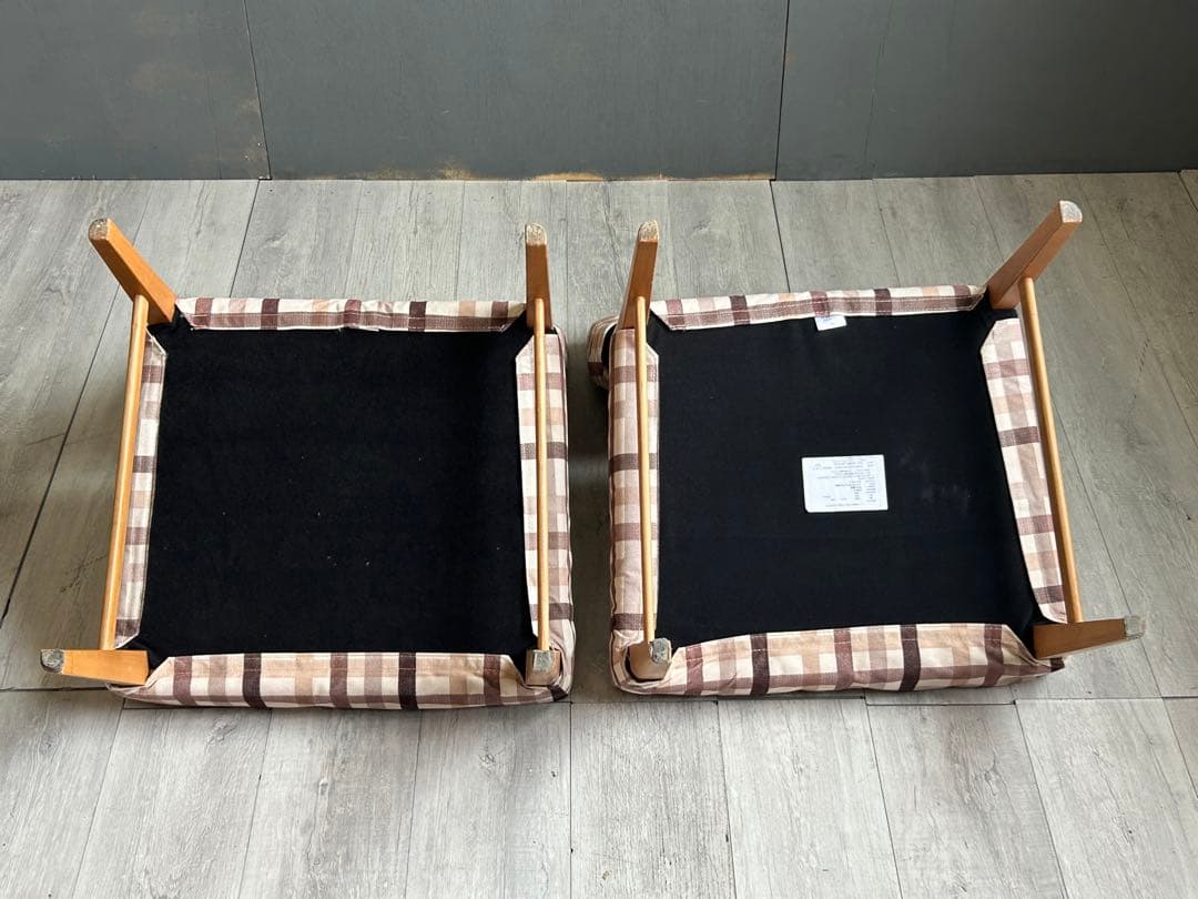 北欧風　シンプル　チェック柄　ダイニングチェア　椅子　2脚セット　NZ