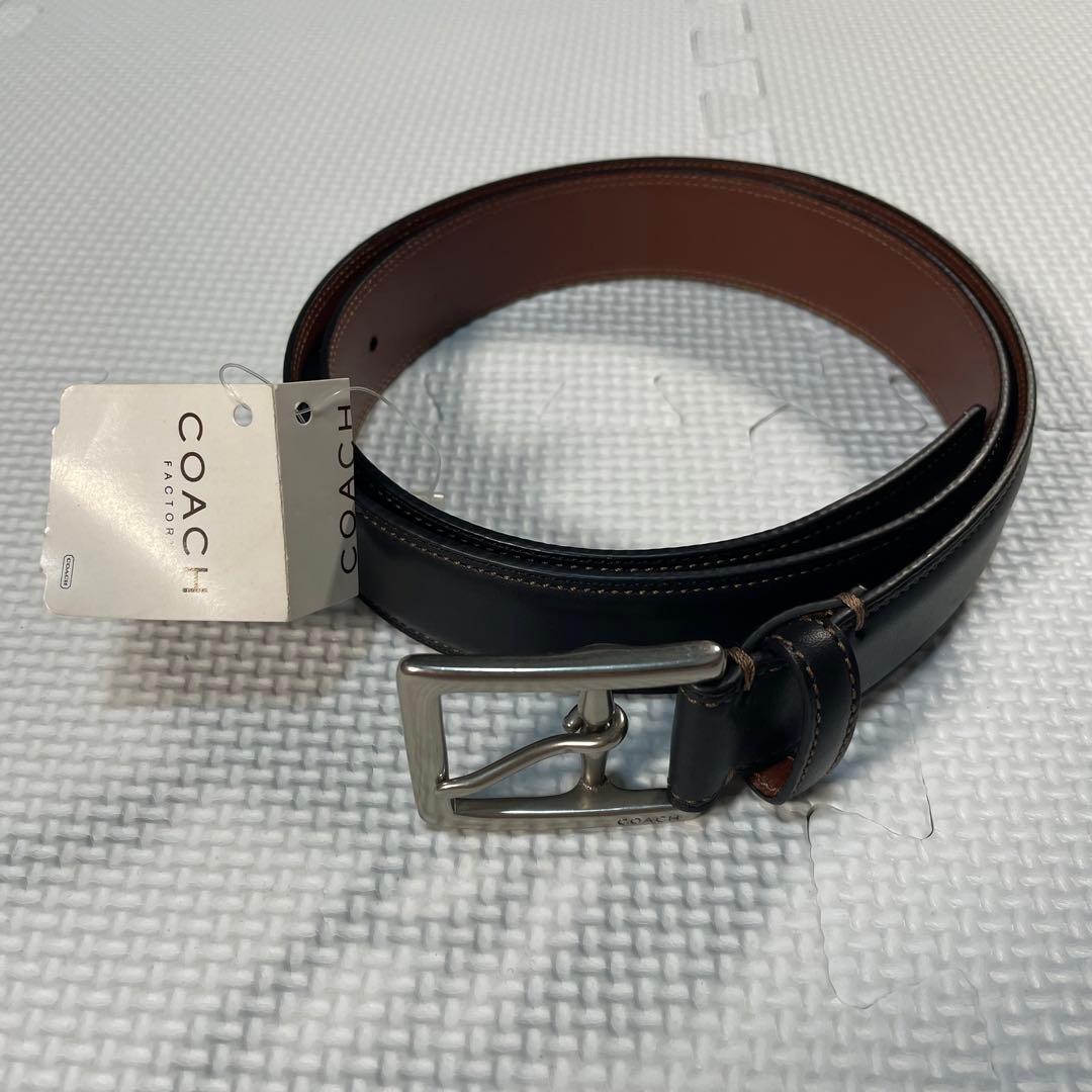 新品 タグ付き Coach レザーベルト ブラック コーチ 無地 フォーマル