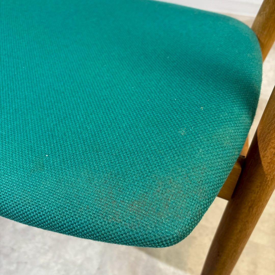 柏木工　ナチュラル　ターコイズブルー　アームチェア　ロビーチェア