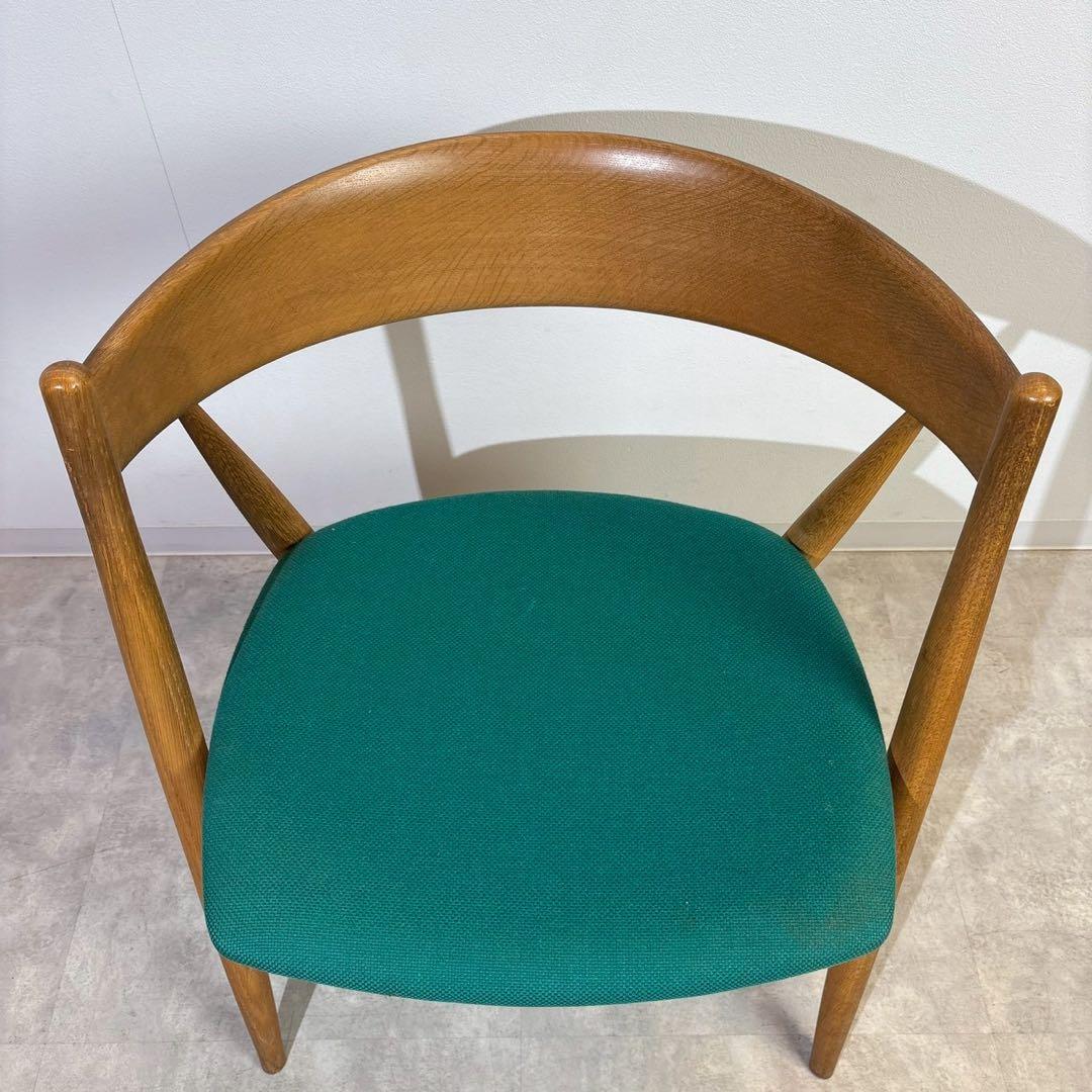 柏木工　ナチュラル　ターコイズブルー　アームチェア　ロビーチェア