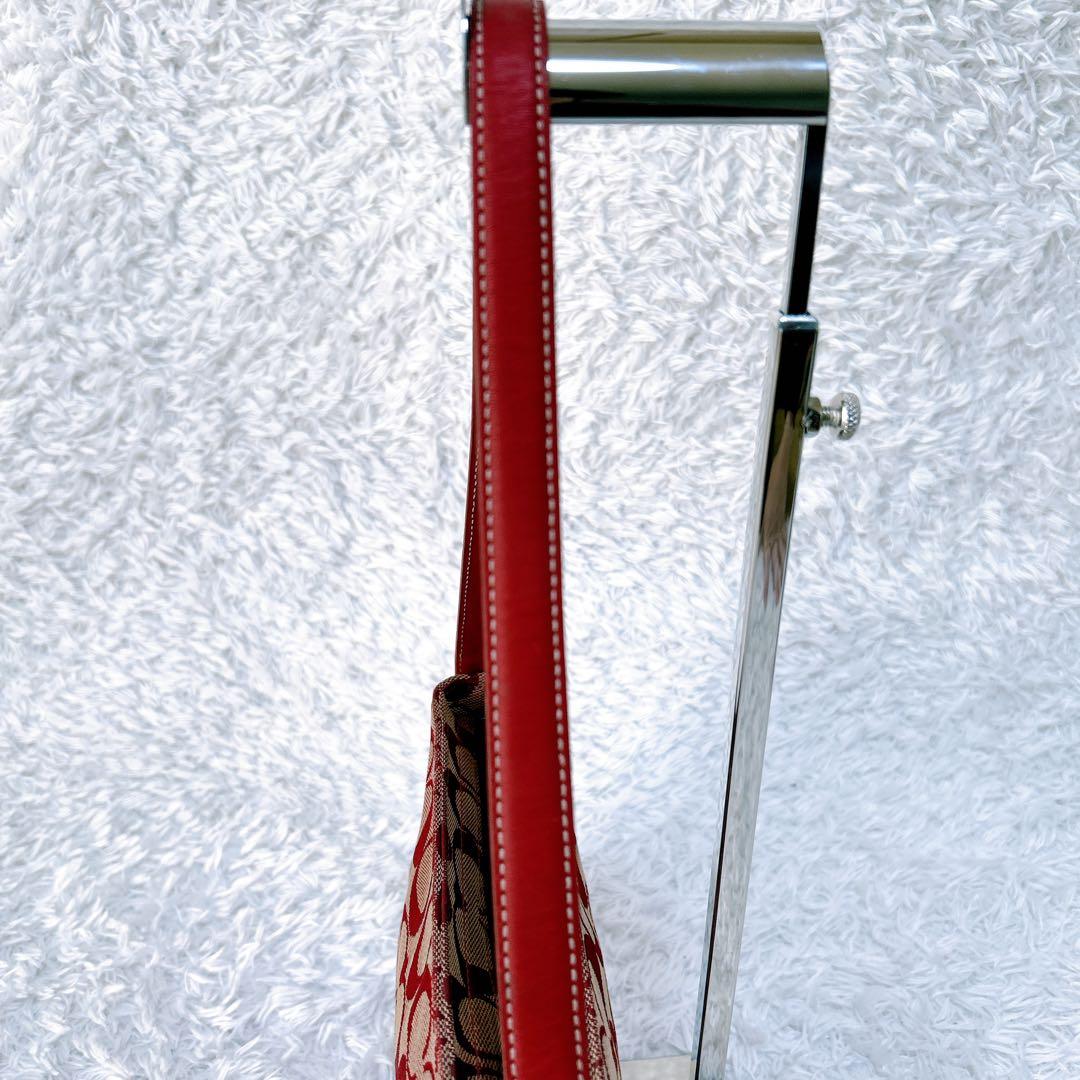 希少✨コーチ ショルダーバッグ アクセサリーポーチ キャンバス　赤　ハンドバッグ