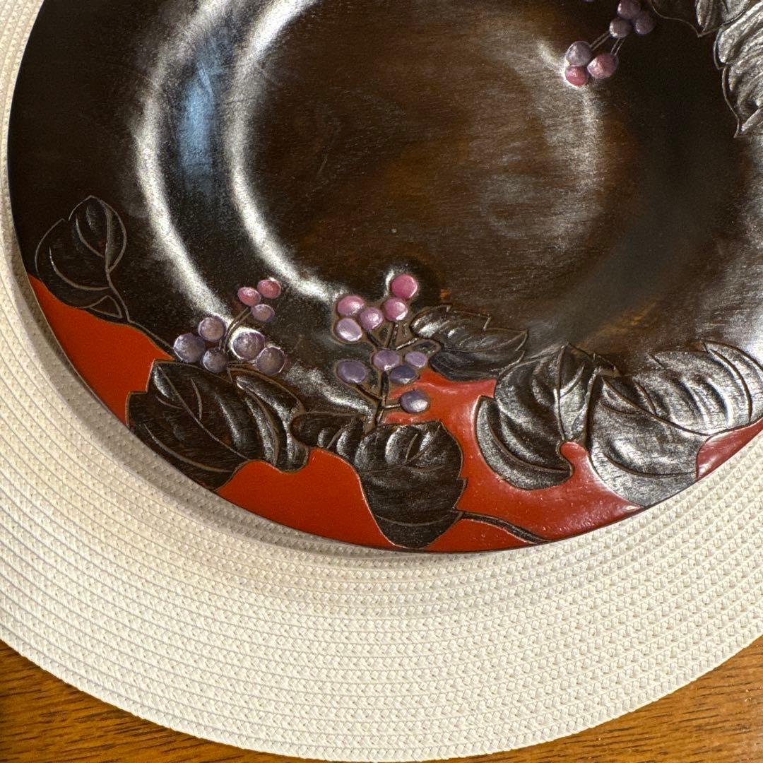 川添日記　皿　山ぶとう柄