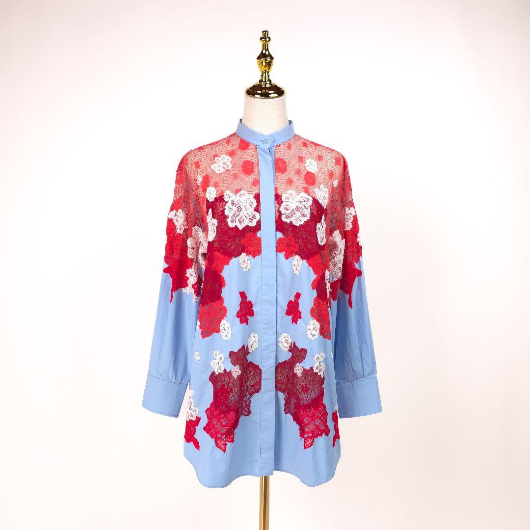 新品 ヴァレンティノ フラワーレース切替 シャツ ブラウス 米倉涼子 40 刺繍