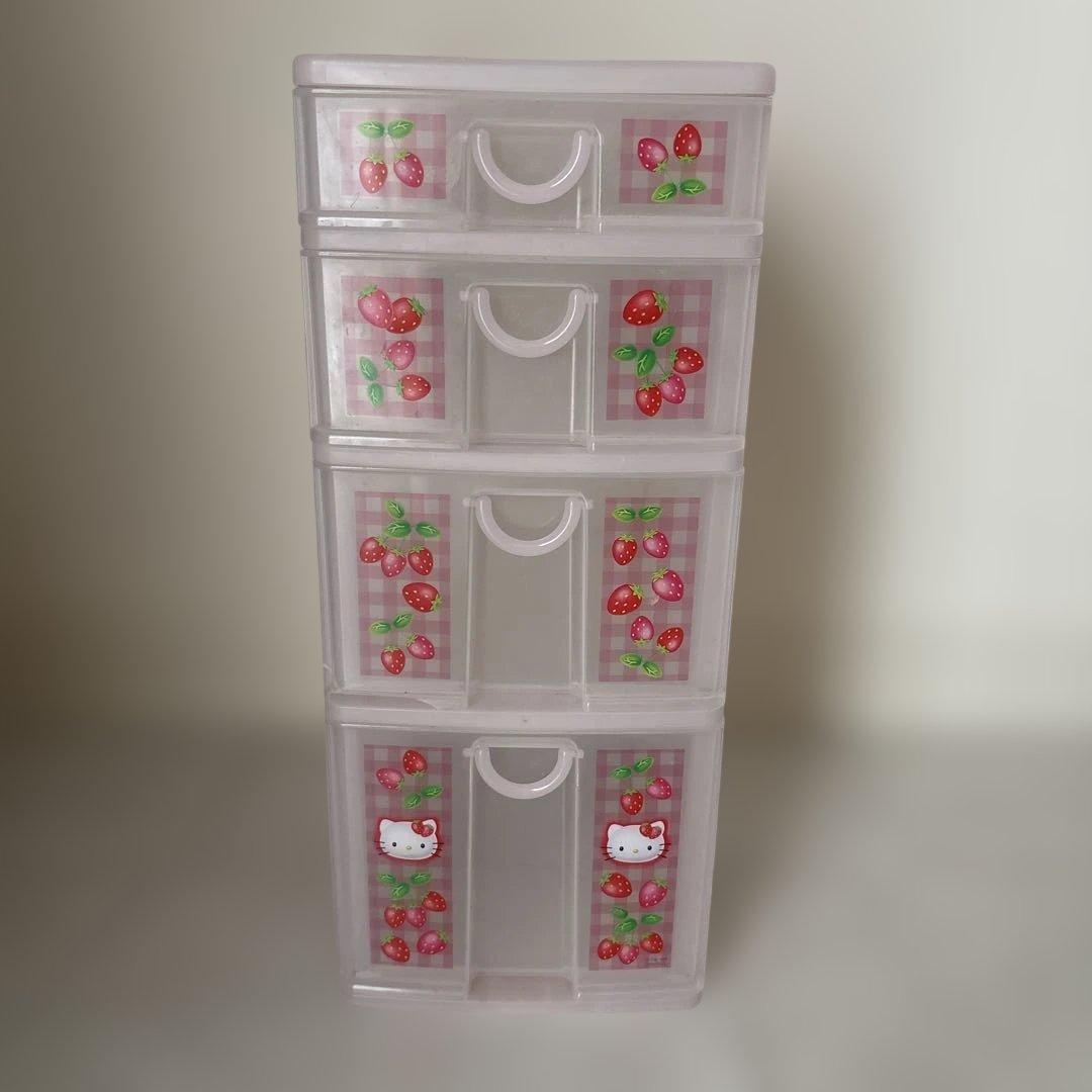 希少 1999年製 ハローキティ 4段チェスト いちご 平成レトロ サンリオ