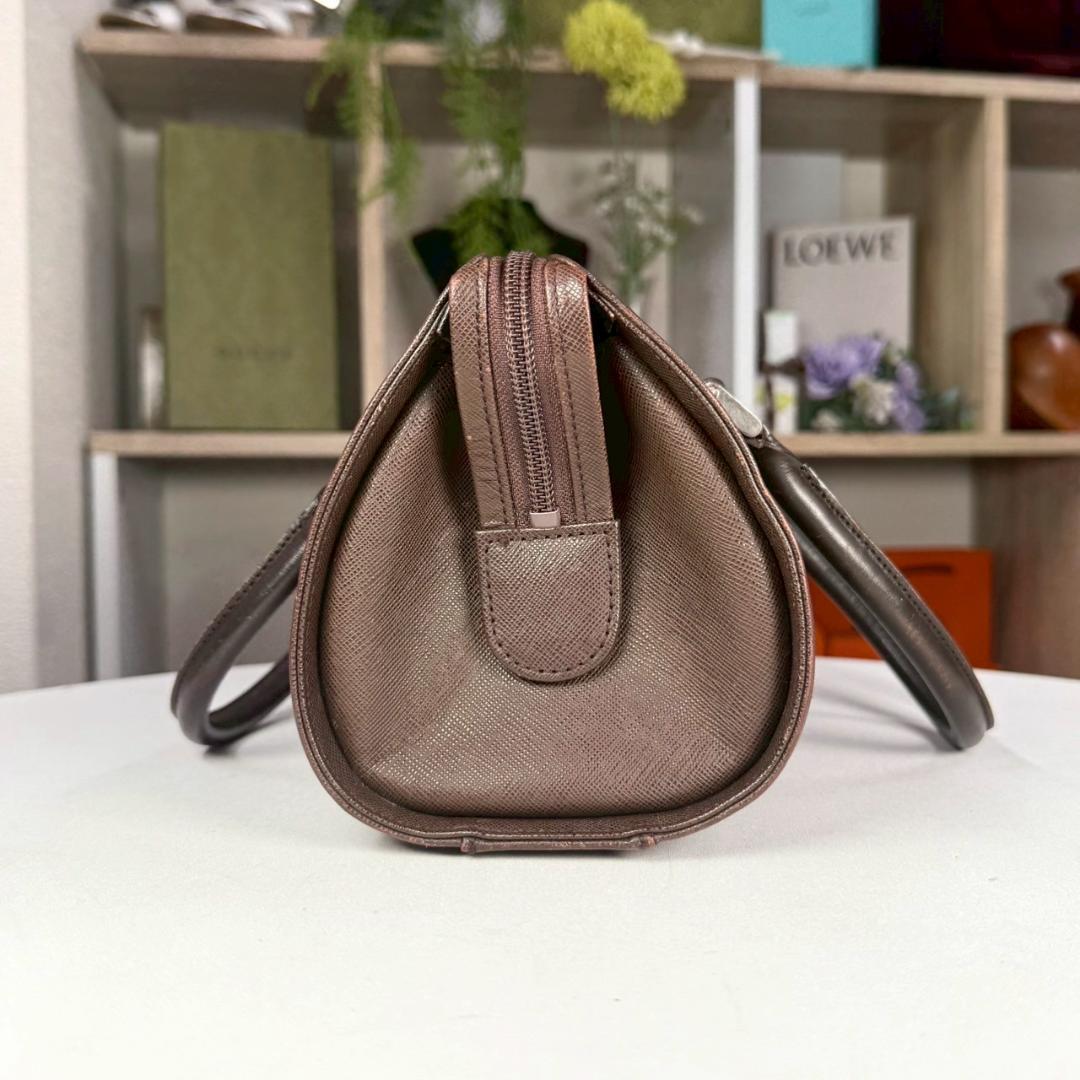 美品 BURBERRY サフィアーノ レザー ミニ ドラムバッグ