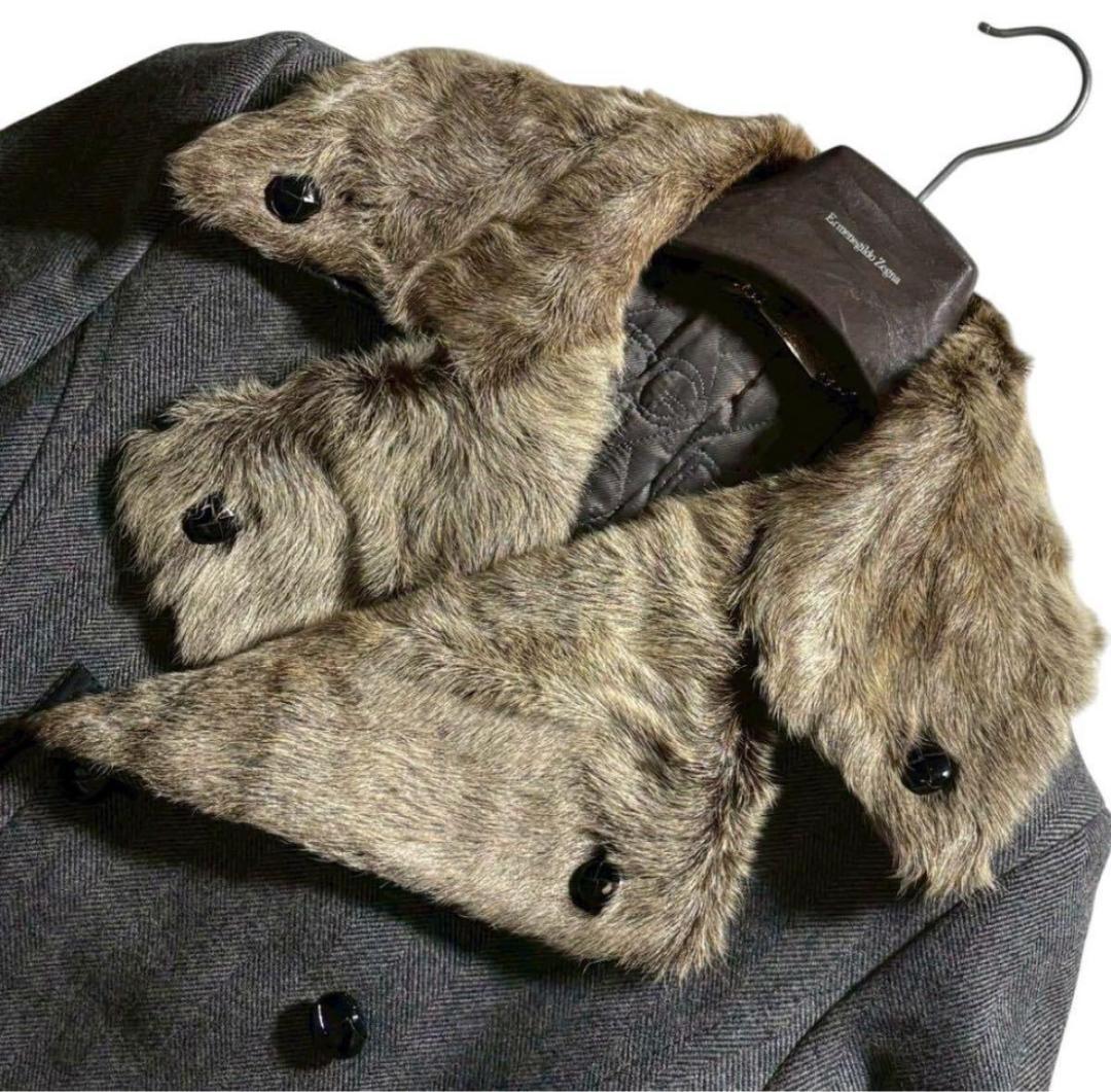 ドルチェ＆ガッバーナ ショートダブルファー付Pコート ジャケット キルティング