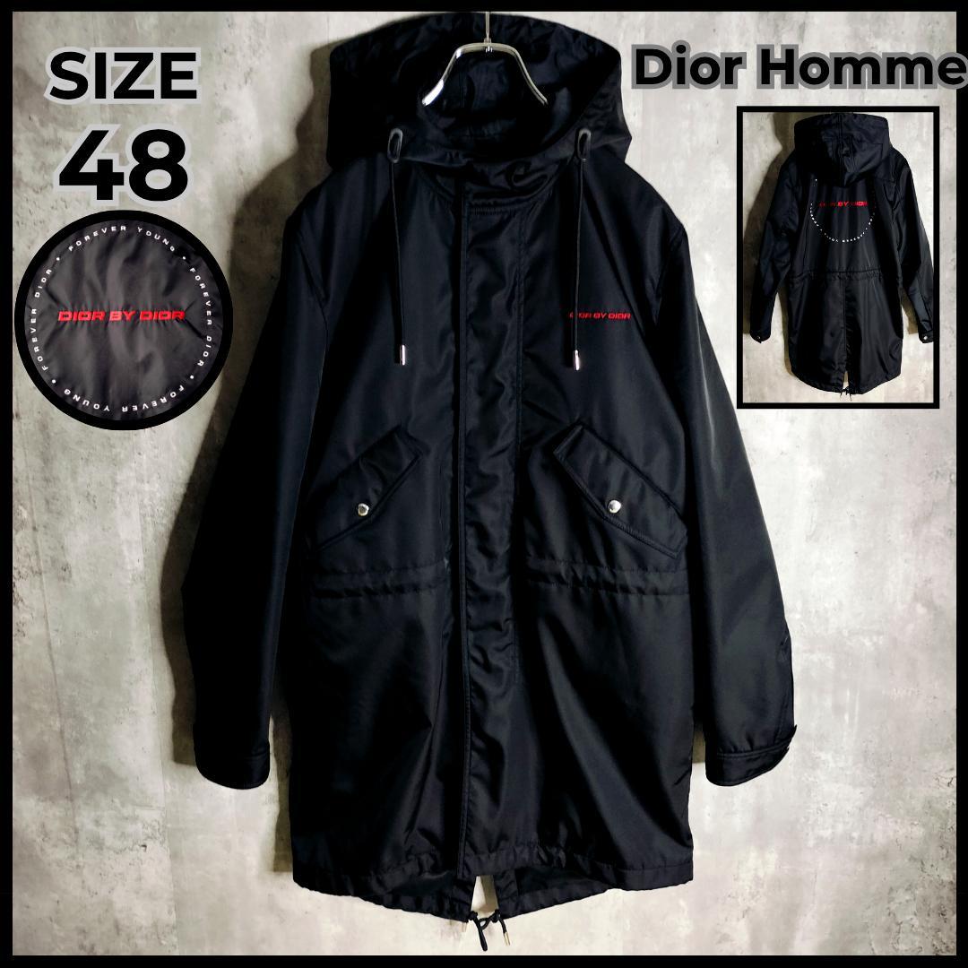 【美品・クリス期】ディオールオム モッズコート サークルロゴ刺繍 48 L 黒