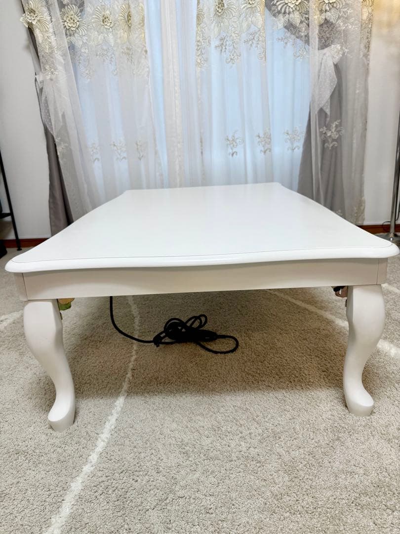 こたつ 120×75 ホワイト 猫脚 折れ脚