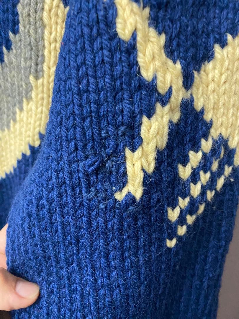 50s 60s 魚柄 フィッシュ カウチンセーター ボタン レア ヴィンテージ