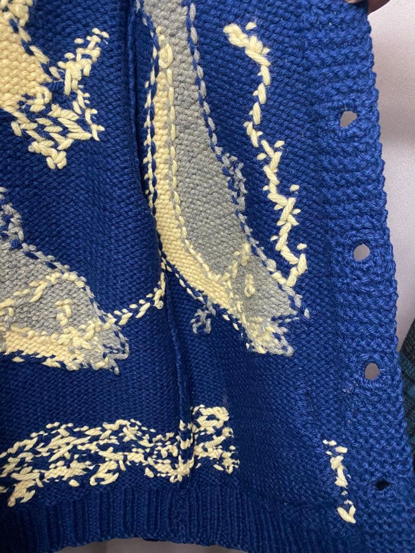 50s 60s 魚柄 フィッシュ カウチンセーター ボタン レア ヴィンテージ