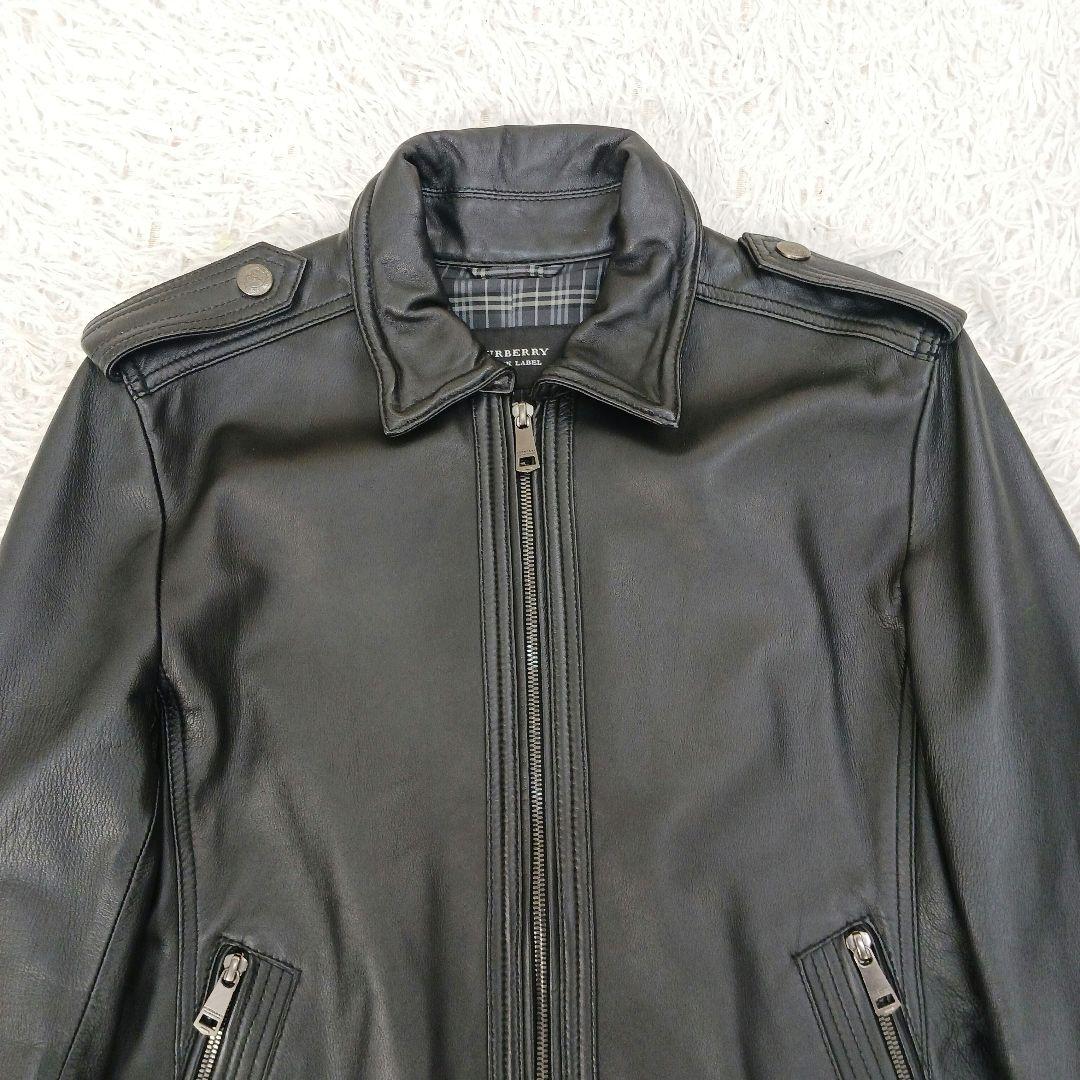 ✨極美品✨バーバリーブラックレーベル　ラムレザー　ライダース　ブラック　M