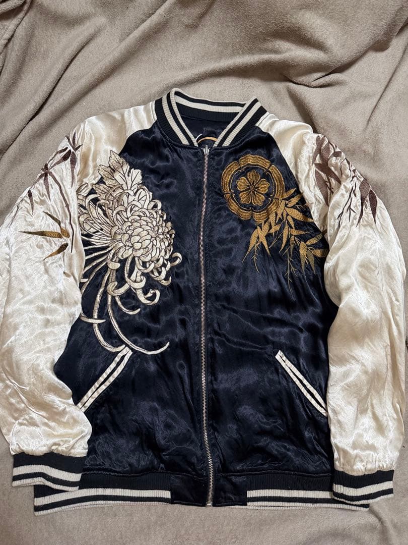 ２面用 絡繰魂 虎 花 日本限定 スカジャン vintage レーヨン