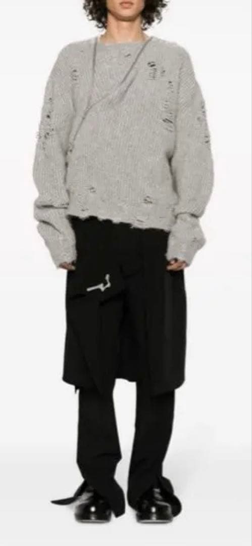 HELIOT EMIL DISTRESSED CARDIGAN グレー