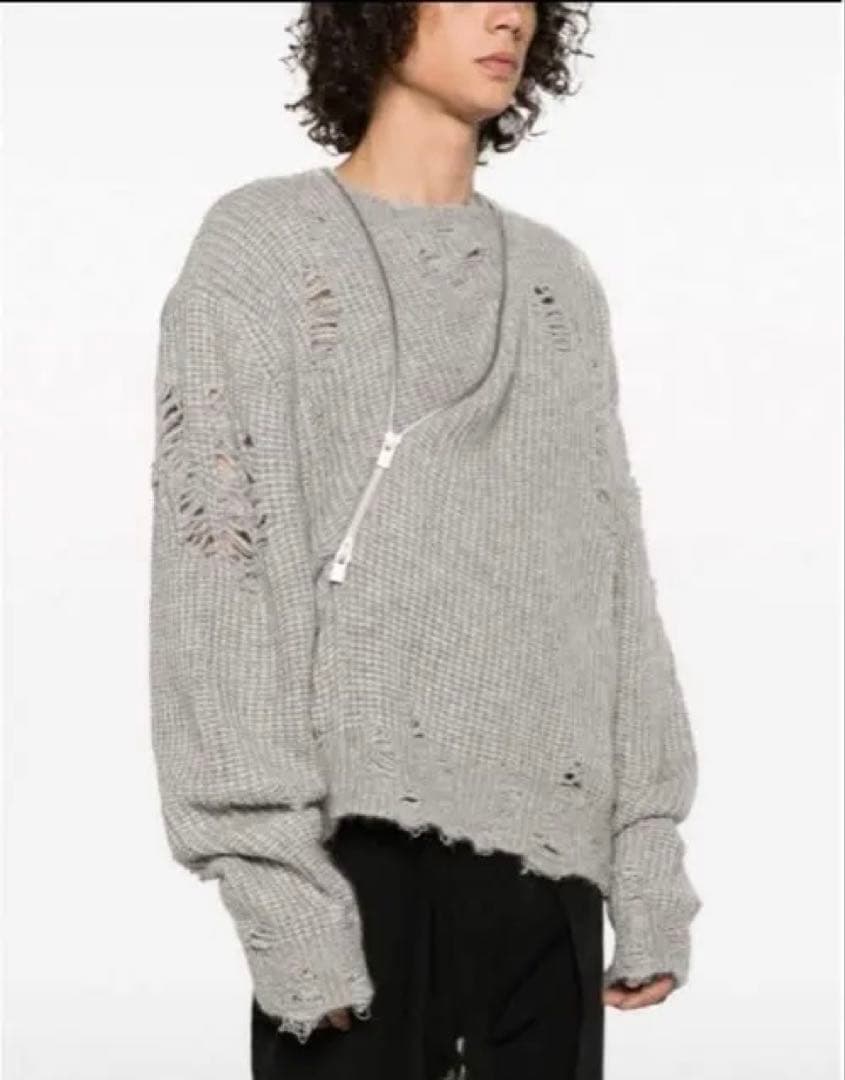 HELIOT EMIL DISTRESSED CARDIGAN グレー