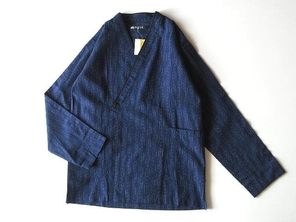新品タグ付 林田 阿波正藍しじら織り 重ね襟羽織り S 藍色 インディゴ 上衣