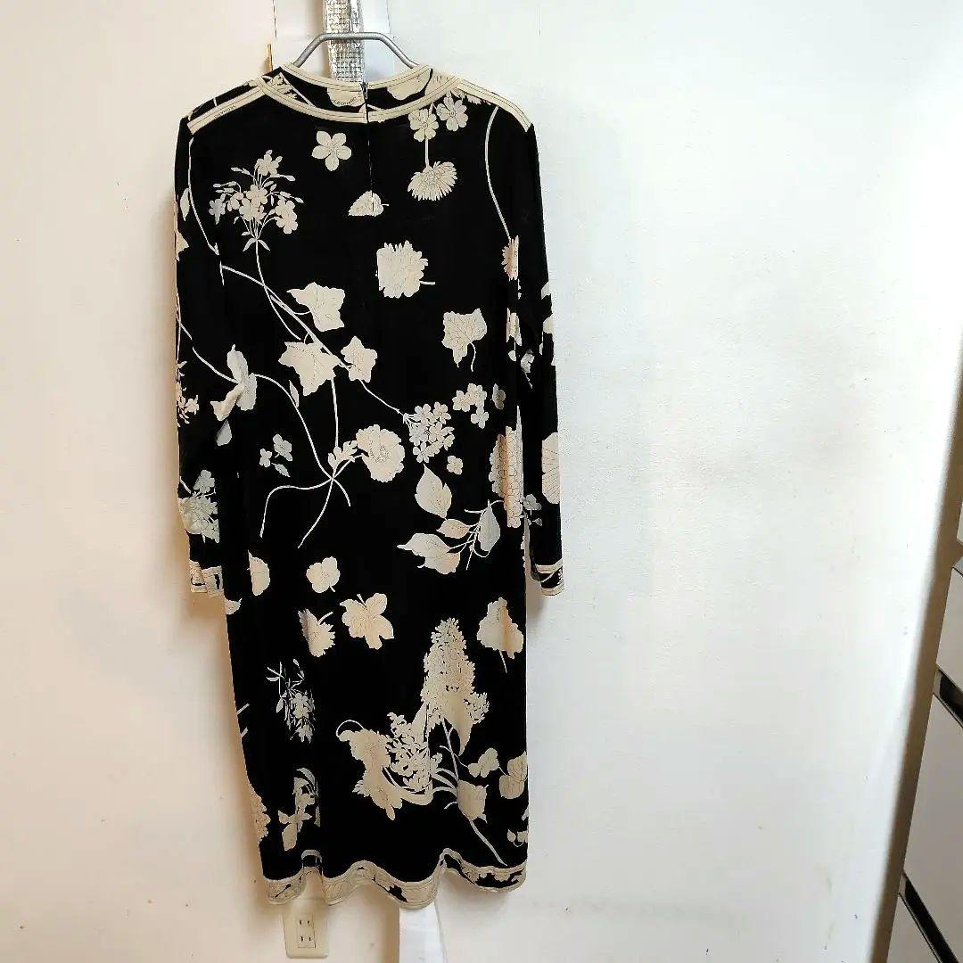 LEONARD 花柄 ワンピース　Vネック 長袖ひざ丈チュニック