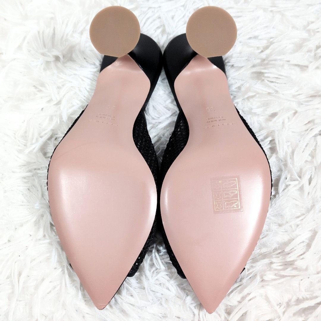 希少サイズ35【未使用極美品】ペリーコ メッシュサンダル／ミュール フレアヒール