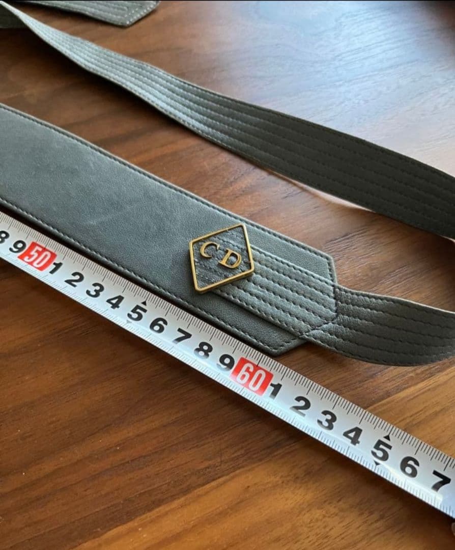 Christian Dior グレー レザー ベルト