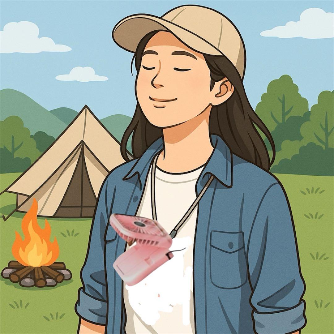 ハンディファン 多機能 首かけ モバイルバッテリー USB充電 3000mAh