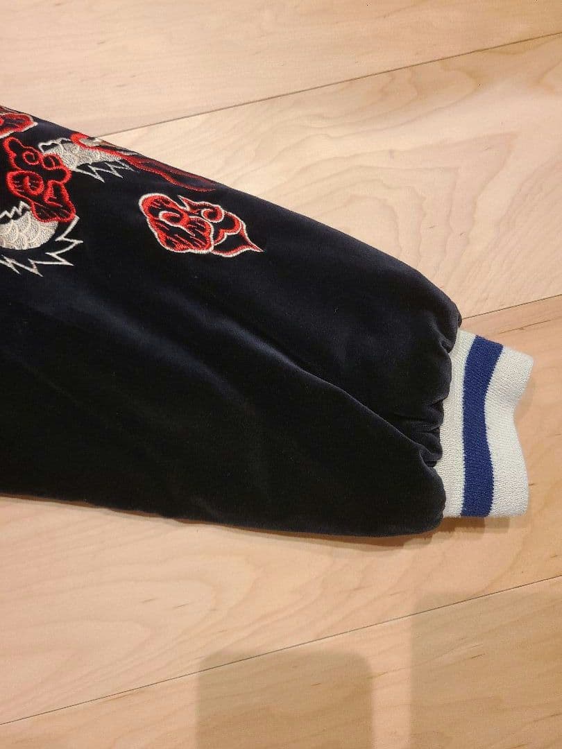 古着 ベロア × サテンキルト リバーシブルスカジャン 花旅楽団