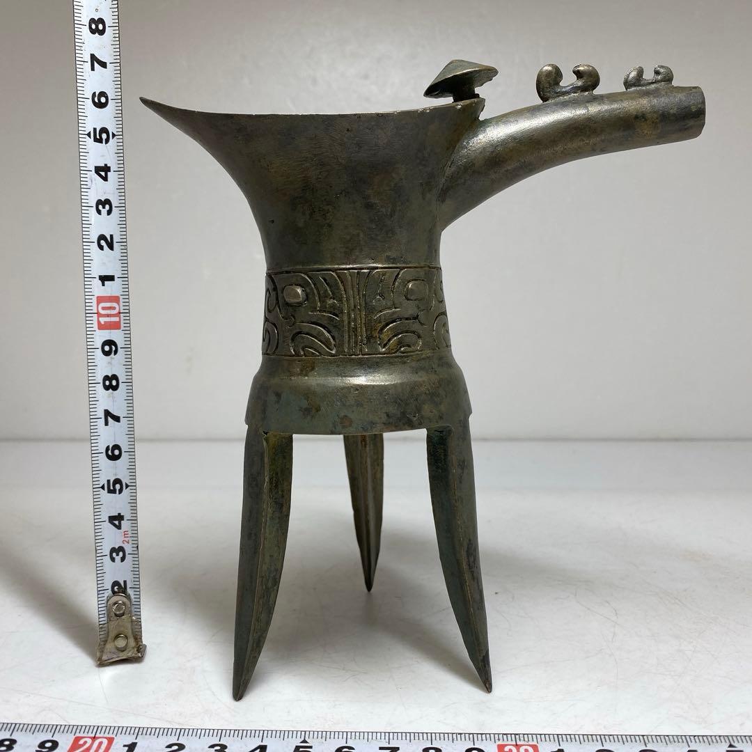 中国美術 古銅 しゃく 高さ約16cm 重さ430g タサオ 東T8-0206①