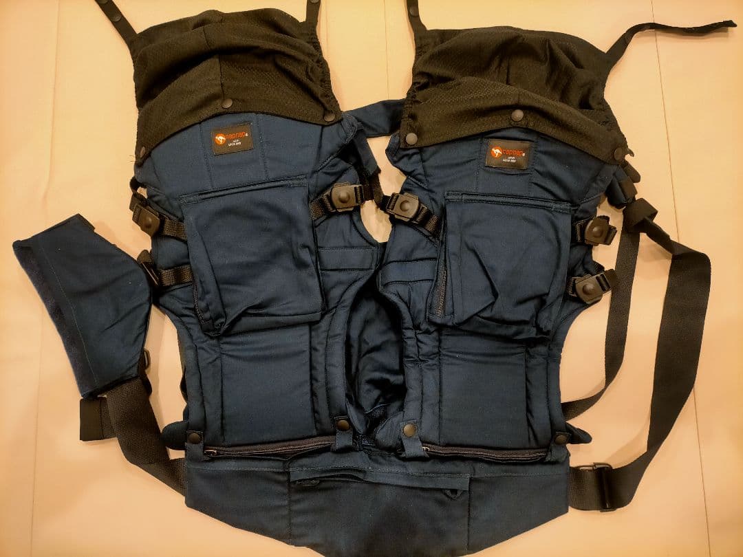 美品 未使用 napnap 双子 抱っこ紐 ネイビー