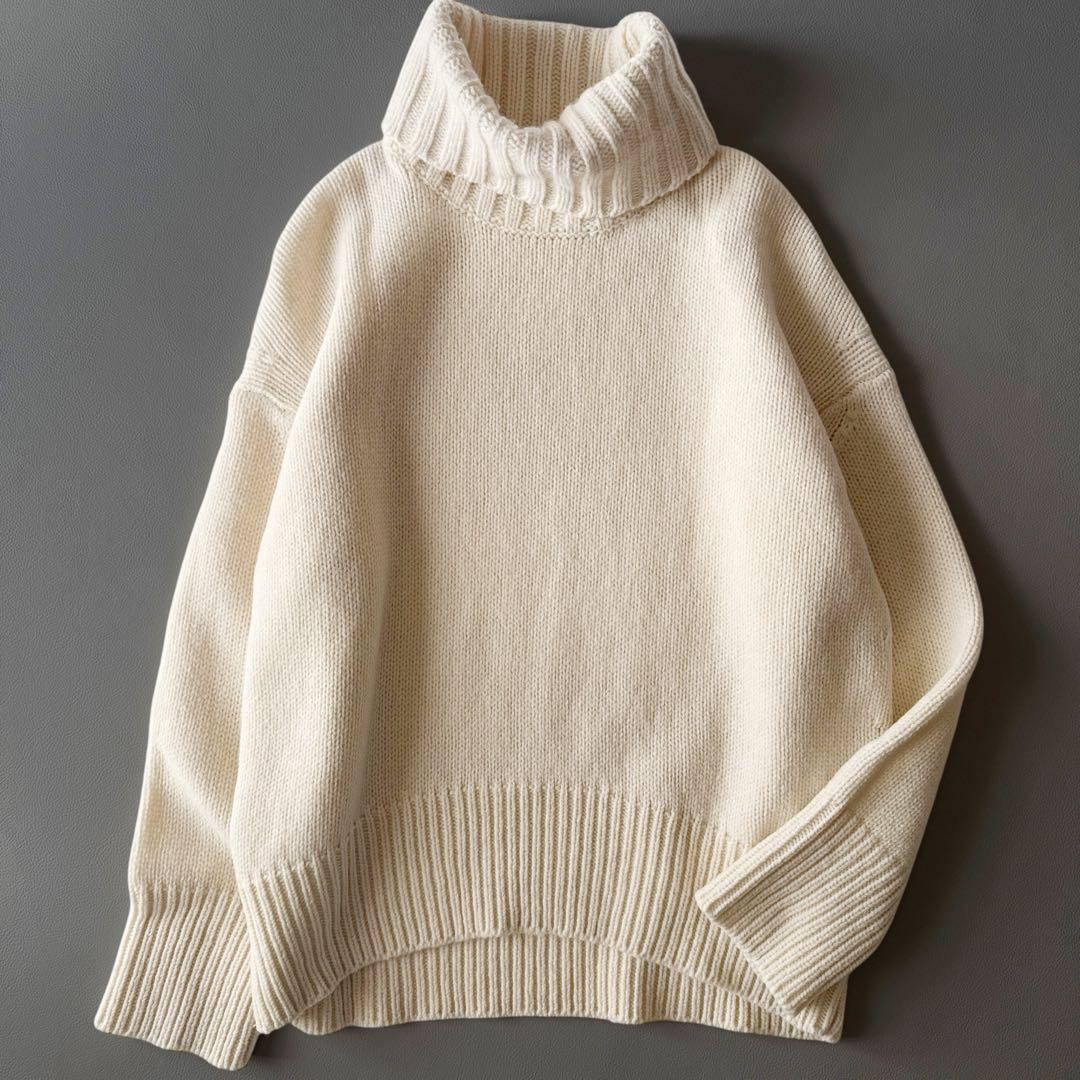 ギャルリーヴィー タートルネック プルオーバー ファインウール 白 S