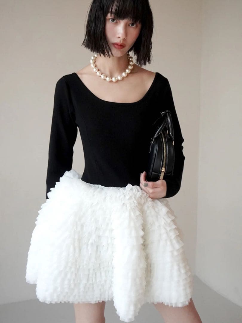 新品　eimy istoire ボリュームチュールフリルニットワンピース