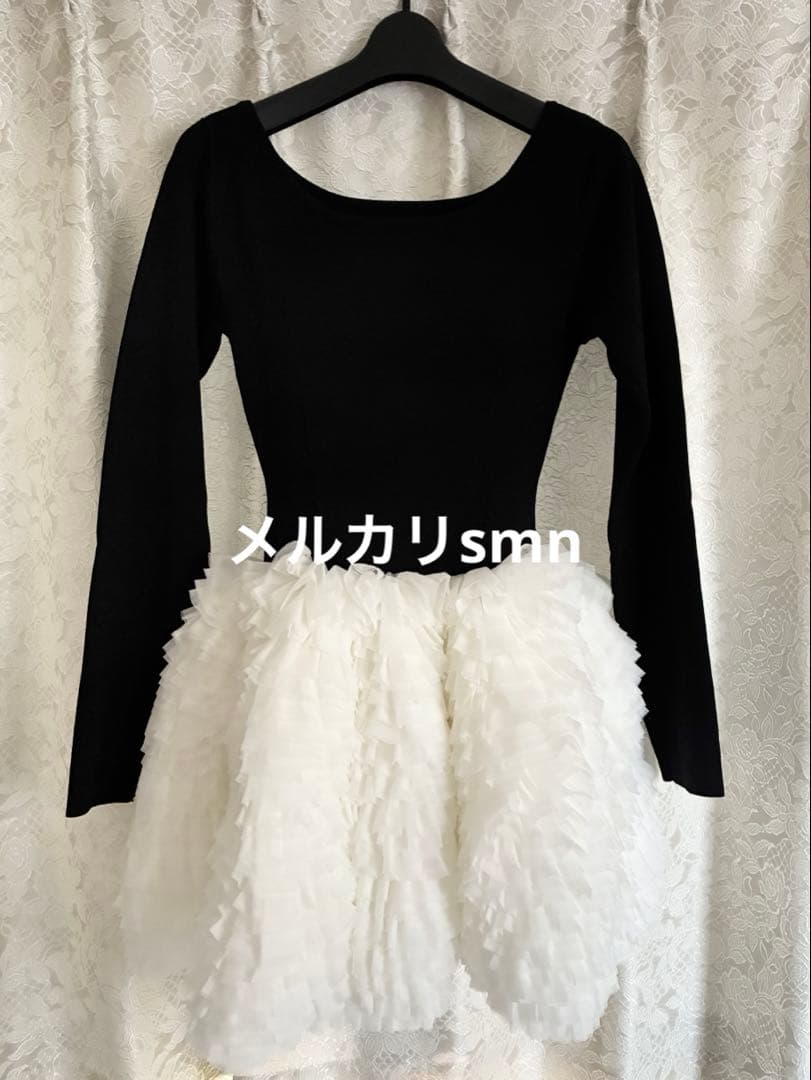 新品　eimy istoire ボリュームチュールフリルニットワンピース