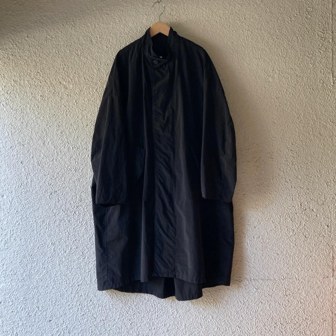 FIRMUMナイロンタッサーガーメントダイスタンドカラーコートBLACK