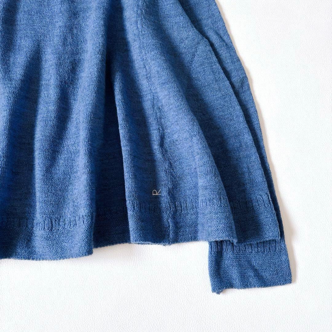 未使用級♡45R アルル超ガーゼのフレアータートルネックＴシャツ ウール ブルー