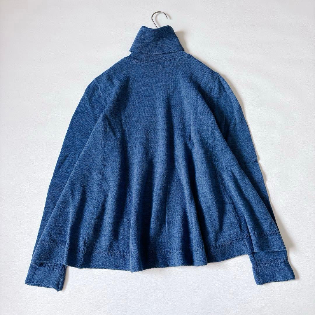 未使用級♡45R アルル超ガーゼのフレアータートルネックＴシャツ ウール ブルー