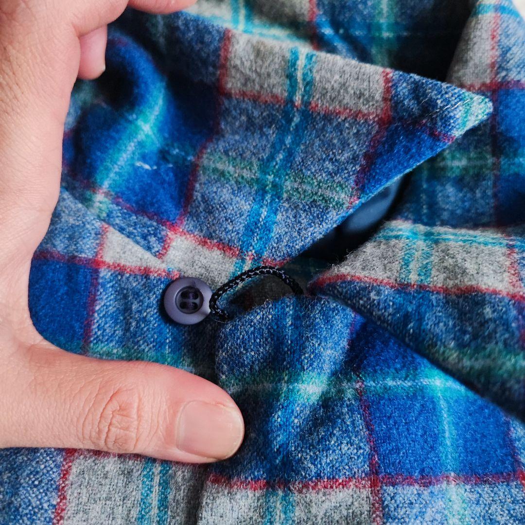 70s USA製 ペンドルトン ボードシャツ ヴァージンウール ブルー グレー