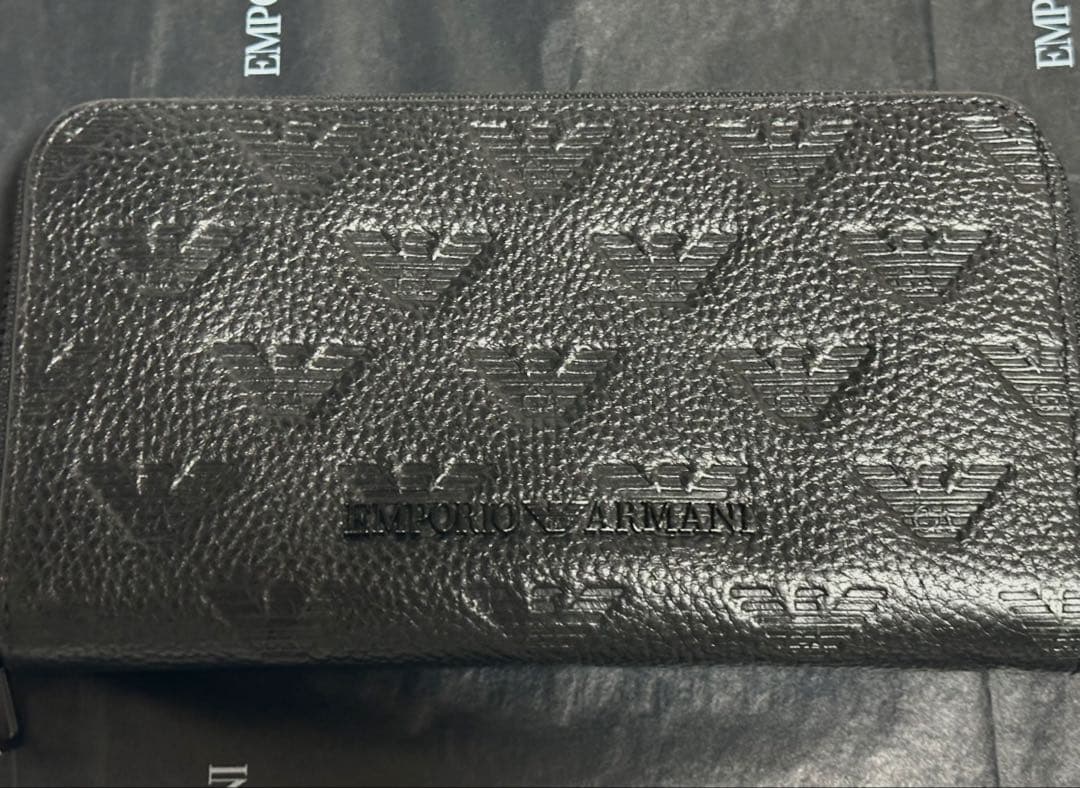 EMPORIO ARMANI ブラック レザー長財布