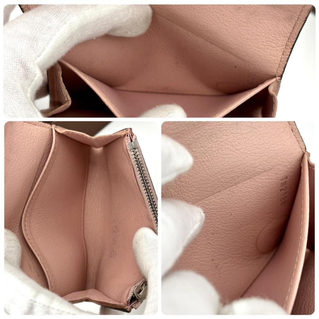 ルイヴィトン モノグラム マヒナ ポルトモネ アナエ 薄ピンク 折り財布