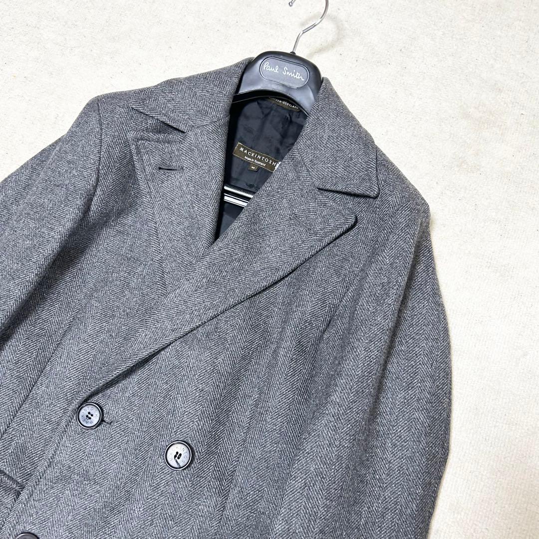 希少　マッキントッシュロンドン　ダブルブレストチェスターコート　ヘリンボーン