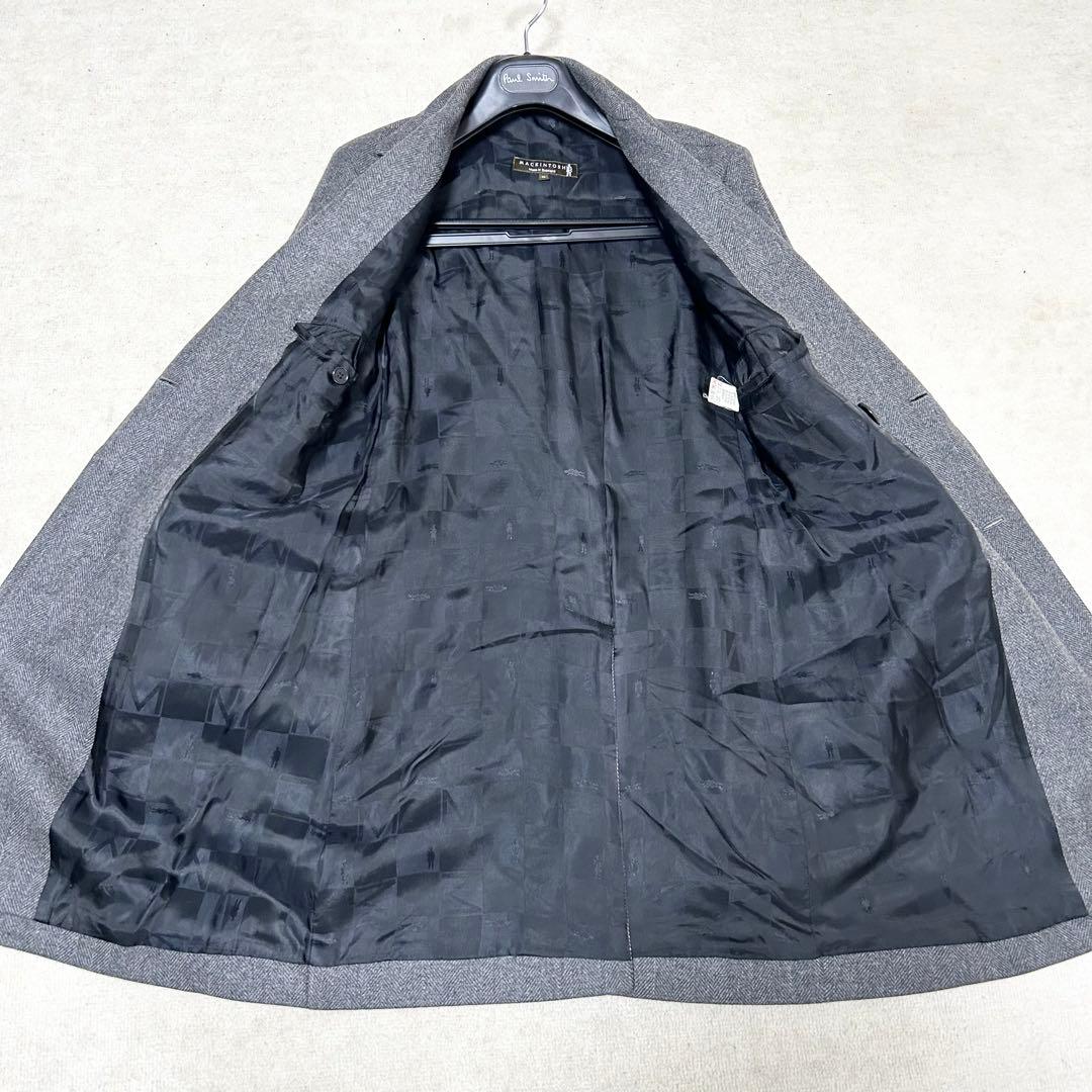 希少　マッキントッシュロンドン　ダブルブレストチェスターコート　ヘリンボーン