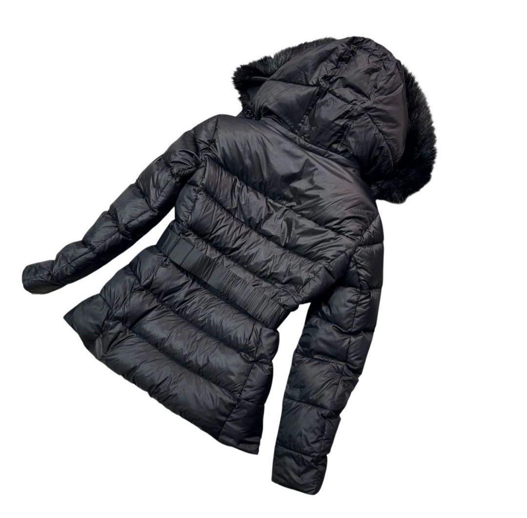 ZARA ザラ　ダウンコート　Aライン　フードファー・ベルト　2way　ブラック