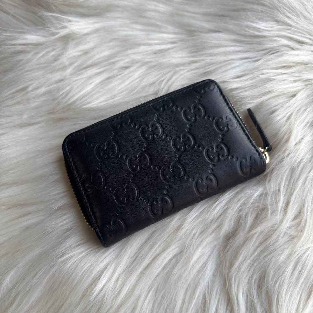 グッチ シマ ケース レザー ブラック コンパクトウォレット