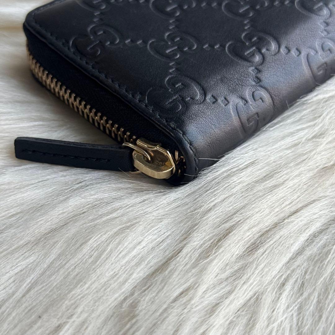 グッチ シマ ケース レザー ブラック コンパクトウォレット