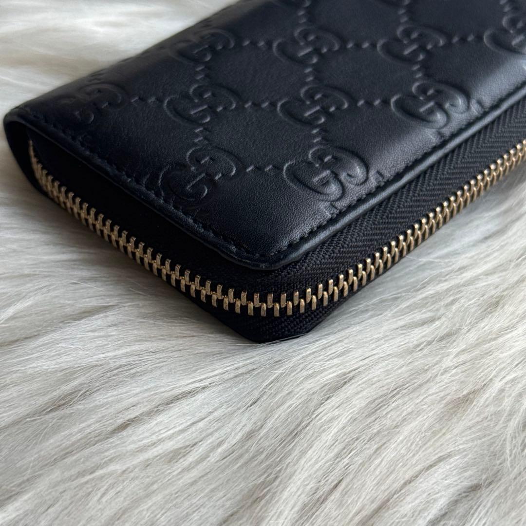 グッチ シマ ケース レザー ブラック コンパクトウォレット