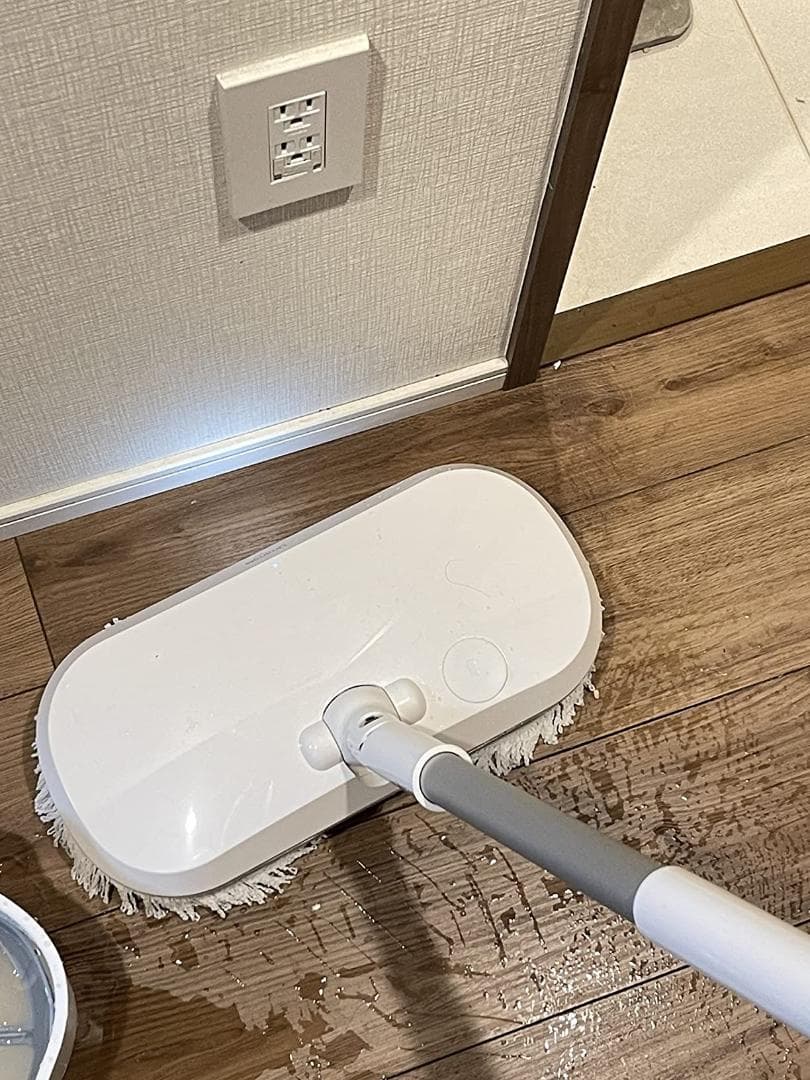 回転モップ フロアワイパー 水拭き LED照明付きコードレスクリーナー