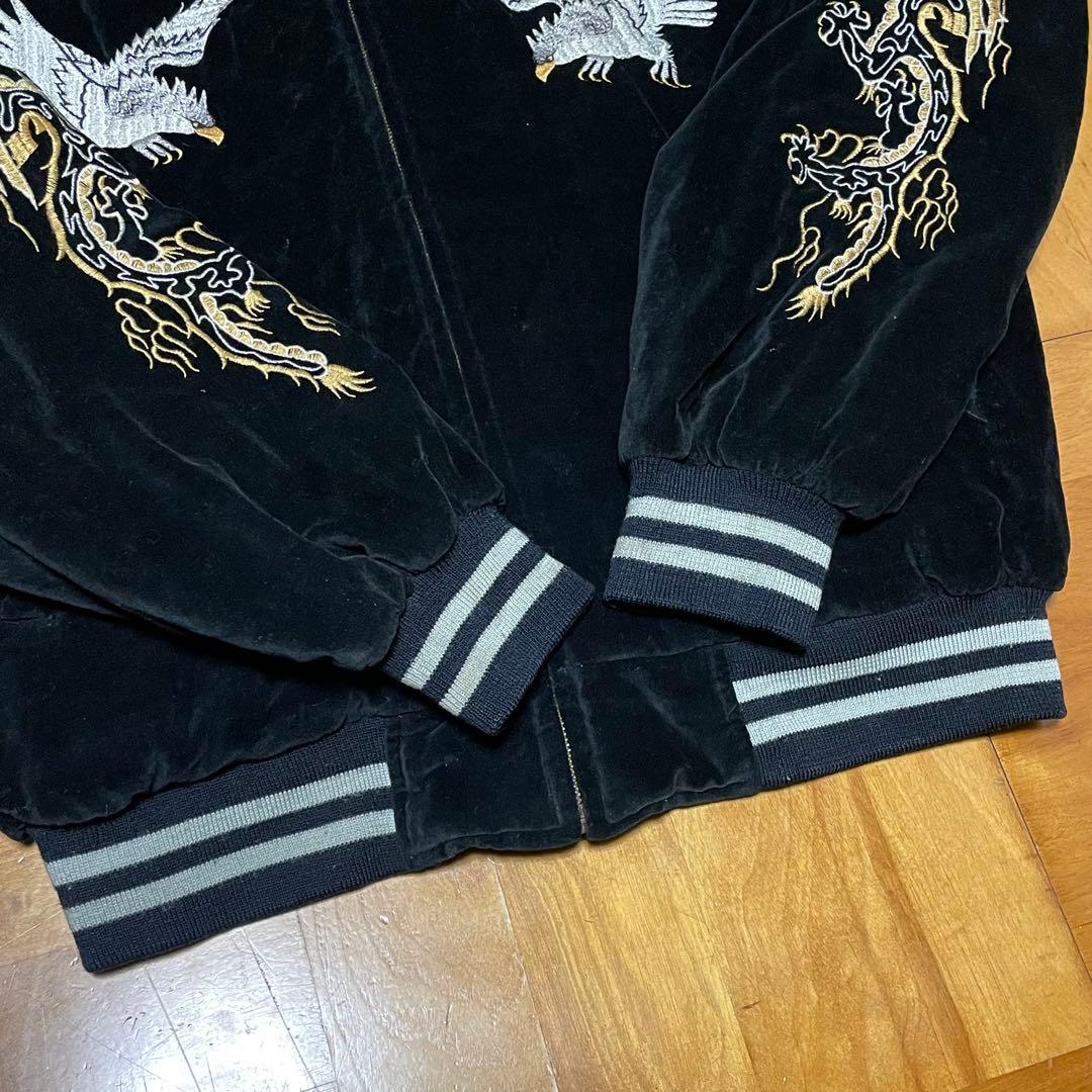 【希少】 初期JUNGLE STORM 別珍 ベロア スカジャン 刺繍 鷹 龍