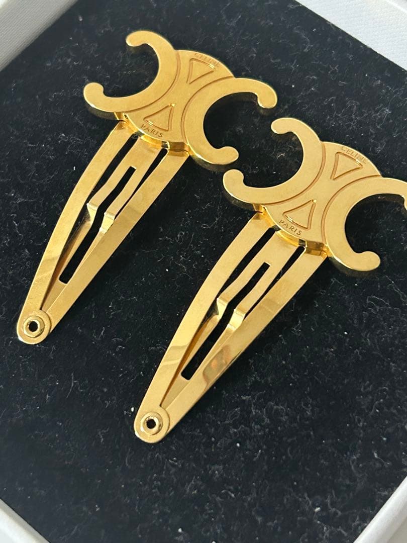 CELINE ヘアクリップ 2個セット 箱 巾着