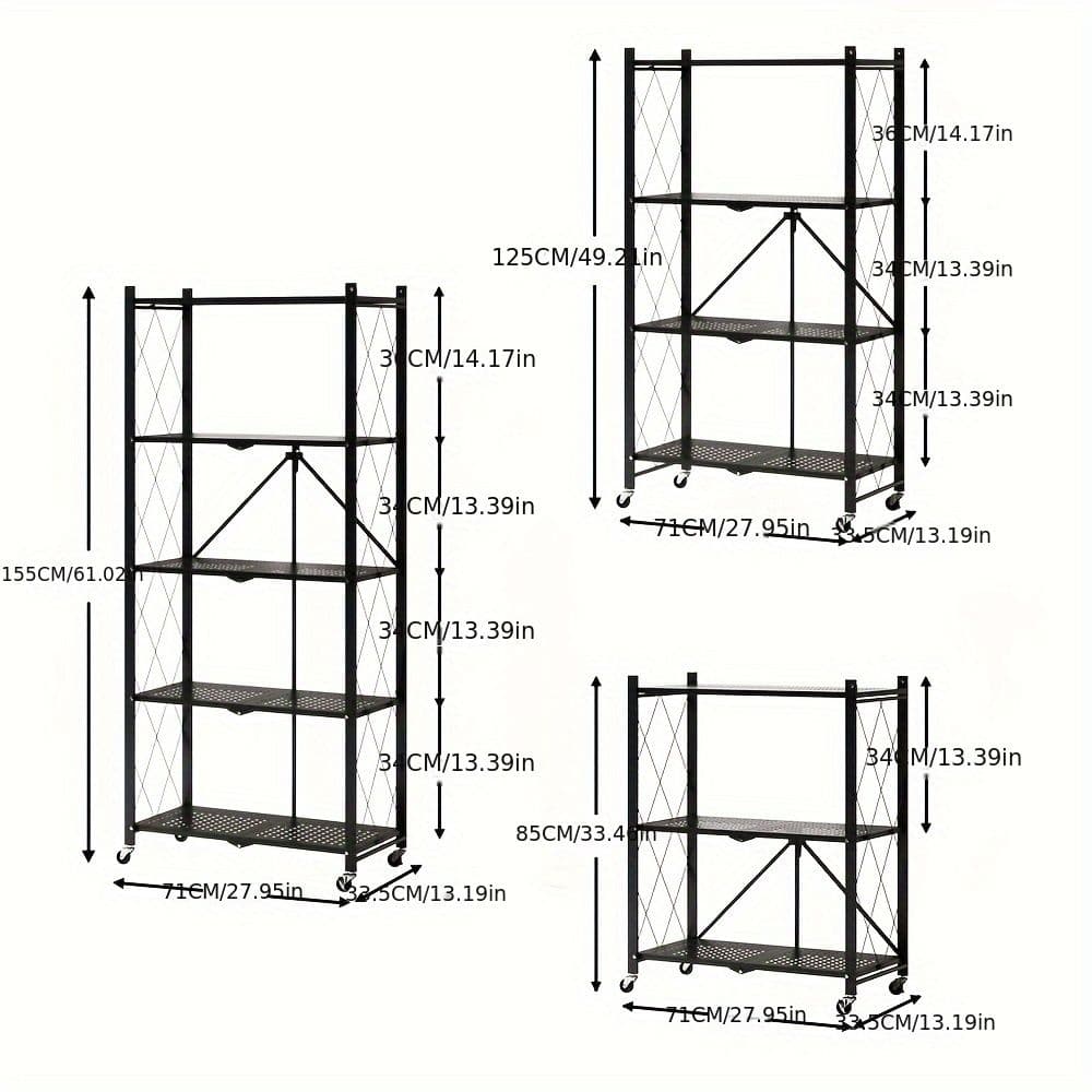 幅 70 ステンレス製メタルラック キャスター付き 折りたたみ式 キッチン用*2