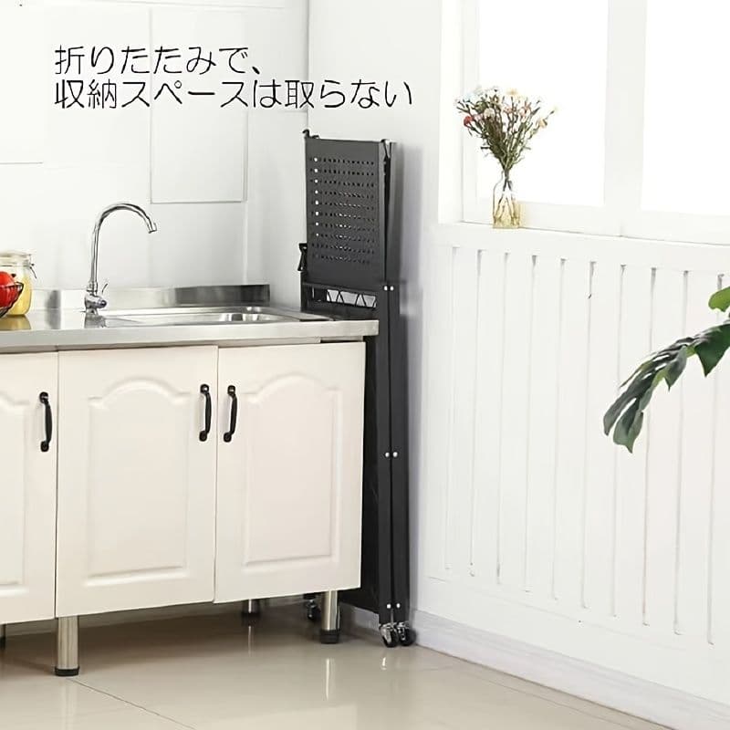 幅 70 ステンレス製メタルラック キャスター付き 折りたたみ式 キッチン用*2